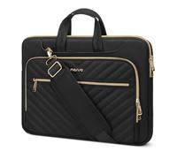 MOSISO 360 Schützende Laptoptasche, 13-13,3 Zoll Computertasche Kompatibel mit MacBook Pro 14, HP, Dell, Asus Notebook, Messenger Umhängetasche mit Front Gesteppt Raised Taschen & Gürtel, Schwarz