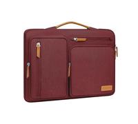 MOSISO 360 Schutz Laptoptasche 15 Zoll, 15 Zoll Laptop Tasche Hülle Kompatibel mit MacBook Air 15", Lenovo HP Dell Acer ASUS, Seitenöffnungtasche mit 4 Reißverschlusstasche&Griff, Weinrot