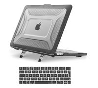 MOSISO Hülle Kompatibel mit MacBook Pro 13 Zoll M2 M1 2026-2016 A2338 A2251 A2289 A2159 A1989 A1708 A1706, Honigwabe Duty TPU Bumper Hartschale mit Klappbarer Ständer&Tastaturabdeckung, Schwarz