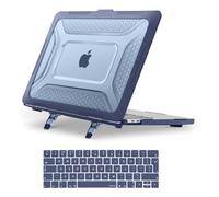 MOSISO Hülle Kompatibel mit MacBook Pro 13 Zoll M2 M1 2026-2016 A2338 A2251 A2289 A2159 A1989 A1708 A1706, Honigwabe Duty TPU Bumper Hartschale mit Klappbarer Ständer&Tastaturabdeckung, Marineblau