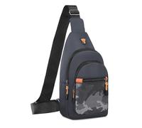 MOSISO Kleiner Sling Rucksack Crossbody Umhängetasche,Leichter Wandern Daypack Schulter Brusttasche Umhängetasche mit Camouflage Fronttasche, Grau