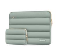 MOSISO Laptop Hülle Tasche 13,3 Zoll, 13-13,3 Zoll Puffy Laptoptasche Kompatibel mit MacBook Air 13 13,6/Neo/Pro 13/Pro 14, HP Dell Lenovo, Polyester Horizontal Tasche mit Klein Etui, Antikes Grün