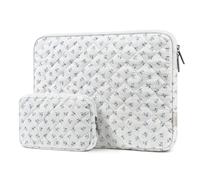 MOSISO Laptop Hülle Tasche 13,3 Zoll,13,3 Zoll Puffy Laptoptasche Kompatibel mit MacBook Neo/Air 13,6/Pro 13/Pro 14/HP/Dell/ASUS Lenovo,Gesteppte Blumenmuster,Tragetasche mit Kleine Etui, Blau