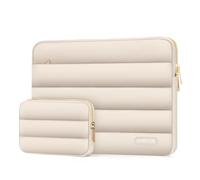 MOSISO Laptop Hülle Tasche 17-17,3 Zoll, 17,3 Zoll Puffy Laptoptasche Kompatibel HP Lenovo Asus Acer MSI LG Jumper Dell Ideapad Alienware, Polyester Horizontal Tasche mit Klein Etui, Sand