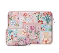 MOSISO Laptoptasche 13,3 Zoll, 13-13,3 Zoll Laptophülle Kompatibel mit MacBook Air/Neo/Pro 13 / Pro 14, HP Dell Acer ASUS Lenovo, Gespleißte Blumen Neopren Laptop Tasche Hülle mit Kleine Etui, Rosa