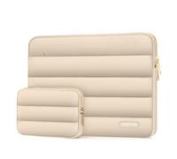 MOSISO Laptoptasche 13,3 Zoll,13-13,3 Zoll Puffy Laptophülle Kompatibel mit MacBook Air 13 13,6 M4 M3 M2 M1/Pro 13/Pro 14,HP,Dell,ASUS,Lenovo,Polyester Horizontal Tasche mit Kleinem Etui, Aprikose