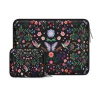 MOSISO Laptoptasche 13,3 Zoll, 13-14 Zoll Laptop Hülle Tasche Kompatibel mit MacBook Pro 14 Zoll, HP Dell Acer ASUS Lenovo, Neopren Kolibri Pflanzen&Blumen Computertasche mit Kleine Etui, Schwarz
