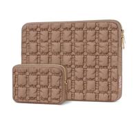 MOSISO Laptoptasche 13,3 Zoll, 13-14 Zoll Laptophülle Kompatibel mit MacBook Air 13 13,6/Pro 13/Pro 14,HP Dell ASUS Lenovo, Puffy Raised Quilted Grid Computertasche zum Tragen mit Kleinem Etui, Braun