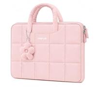 MOSISO Laptoptasche 14 Zoll, 14 Zoll Puffy Laptop Hülle Tasche | Wasserdicht, Stoßfest, Weiche Futter Laptophülle mit Blumenanhänge für 14" HP Lenovo Dell ASUS Acer/HP Stream, Rosa