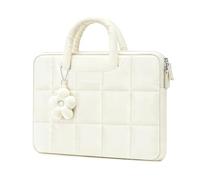MOSISO Laptoptasche 14 Zoll, 14 Zoll Puffy Laptop Hülle Tasche | Wasserdicht, Stoßfest, Weiche Futter Laptophülle mit Blumenanhänge für 14" HP Lenovo Dell ASUS Acer/HP Stream, Sand