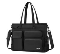 MOSISO Laptoptasche, 15,6 Zoll Arbeitstasche für Lehrer Arbeit Büro Reisen | Geräumige Schulterhandtasche Aktentasche Handtasche für Computer mit Getränkehalter & Laptopfach & Rückengurt, Schwarz