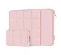 MOSISO Laptoptasche 16 Zoll, 15-15,6 Zoll Puffy Laptop Hülle Kompatibel mit MacBook Pro 16 M5 M4 M3 M2 M1, HP Lenovo, Zwölfeckige Gesteppte Laptophülle mit Vertikaler Tasche&Klein Etui, Rosa