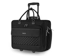 MOSISO Rollen Trolley Laptoptasche,15,6 Zoll Rollen Handgepäck Koffer für Herren Damen, Expandierbare Übernachtung Laptop Rucksack mit Klappentasche&Gürtel 2 Rädern für Work Reisen Business, Schwarz