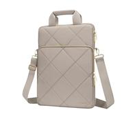 MOSISO Vertikale Laptoptasche 16 Zoll, 15-15,6 Zoll Laptop Schultertasche Kompatibel mit MacBook Pro 16 HP Acer Dell Lenovo ASUS,Rhombus Quilted Umhängetasche mit Fronttasche&Griff&Gürtel, Taupe Braun