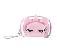 MOSSTYUS Plüsch-Kosmetiktasche mit Einhorn-Motiv, Reise-Kulturbeutel, transparent, wasserdicht, PVC-Tasche, Make-up-Tasche für Mädchen und Frauen, Rosa (Einhorn 3 Set), Einheitsgröße