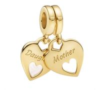 Mother & Daughter Charm for Pandora Bracelets Elegant Plated in Gold Inscribed 'Mother & Daughter', 'Forever In My Heart' - Happy Birthday Gift Box, One Size, Metall, Kein Edelstein