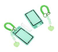 MOTHNUR 2 Stück Busfahrkarten-schutzhülle mit Grünem Acryl-anhänger und Elastischem Schlüsselband Robustes Kratzfestes Kunststoff-case für Ausweis Fotokarten und Sammelkarten Sicherer