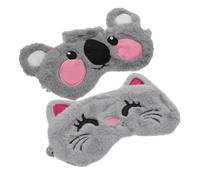 MOTHNUR 2 Stück Plüsch Augenmaske mit Elastischem Band Weiche Schlafmaske für Perfekten Lichtschutz zum Schlafen Reisen und Entspannen Cartoon Tier Motiv Koala Katze