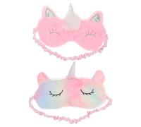 MOTHNUR 2 Stück Plüsch Schlafmaske für Einhorn Design mit Farbverlauf und Silbernem Horn Weiche Augenbinde zum Schlafen Lichtundurchlässig Kuschelig und Bequem für Mädchen und Teens