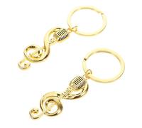 MOTHNUR 2 Stück Schlüsselanhänger aus Metall mit Musiksymbolen Musiknoten Mikrofon Anhänger in Gold Kreatives Geschenk für Musikliebhaber Taschen und Schlüsseldeko