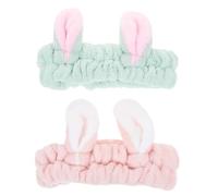 MOTHNUR 2 Stück Teiliges Elastische Hasenohren Stirnbänder aus Weichem Hautfreundlichem für Gesichtsreinigung Make up Spa und Yoga Niedliche Bequeme Kopfbänder als Ästhetisches Accessoire