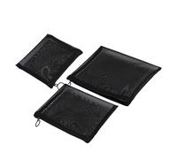 MOTHNUR 3 Stück Makeup Aufbewahrungsbeutel Teiliges Netztaschen Kosmetiktasche Schwarz Kompakt Leicht für Reisen Camping Outdoor Frauen Mädchen