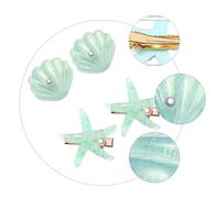 MOTHNUR Muschel und Seestern Haarnadeln 4 Stück Kunststoff Perlen Haarschmuck für Mädchen Alltag Urlaub Clips