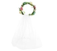 MOTHNUR Rosen Stirnband mit Brautschleier Kreative Kopfbedeckung aus Stoff Haarband für Damen und Mädchen Geeignet für Hochzeit Party und Fotografie