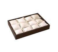 MotiveTech Samt Schmuckständer, Uhren Organizer, Stilvolles Accessoire, 12 Fächer, Schmuckablage, Aufbewahrungsorganizer, Beige Innen