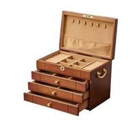 MotiveTech schmuckschatulle aus massiv mit samtfutt schmuckkasten mit schloss große kapazität schmuckaufbewahrung ringrollen für schlafzimm, 29x19x21,7cm