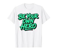 Motivierende Typografie-Kunst Be Your Own Hero Preisgünstiges Grafik-T-Shirt, Herren, Weiß, S