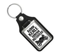 Motorrad Schlüsselanhänger mit Kunstleder-Anhänger mit Spruch Echte Kerle fahren Motorrad für echte Kerle Ideal für Superbike- und Tourenfahrer Perfekt für Freunde