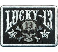 Motorradclub 13 Patch Totenkopf Patches zum aufnähen/aufbügeln l Piratenkopf Aufnäher Kostüm Aufbügler für alle Stoffe & Leder l Kutten Applikation Aufbügelbilder l 80x60mm