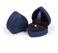 MOTTKEE Herzförmige Ringgeschenkbox mit LED-Licht, luxuriöse Schmuckschatulle für Halsketten, Schmuck, Ohrringe, für Hochzeit, Verlobung, Antrag, Geburtstag, Jahrestag (blau, große Ringbox)