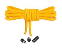 Mount Swiss - 2 Paar Elastische Schnürsenkel flach mit Kapseln Schnürsenkel ohne binden Schnellschnürsystem - 120cm individuell kürzbar - für Sneaker, Laufschuhe, Sportschuhe Farbe Gelb