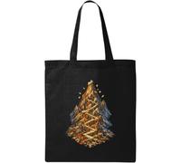 Mountain Made Of Books With Staircase Natural Cotton Tote Bag Black