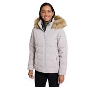 Mountain Warehouse Isla Extreme Kurze Damendaunenjacke - Wasserabweisender Parka Mantel, Daunenfüllung, Kältegetestet - Frühling Camping, Outdoor, Reisen, Wandern Hell-Beige Damengröße EU 38