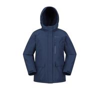 Mountain Warehouse Noah Wasserabweisende Kinderjacke - Mantel mit Sherpafutter Vielen Taschen Jungen/Mädchen - Frühling, Sommer, Outdoor, Reisen, Wandern Marine Kinder 128 EU (7-8 Jahre)