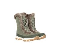 Mountain Warehouse Ohio Damen-Schneestiefel - Schneesichere Damen-Kunstfellschuhe, Getestet bis -20 °C, IsoTherm - Winter, Skifahren, Wintersport, Wandern Khaki 38 EU