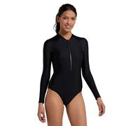 Mountain Warehouse Surfer Langarm-Badeanzug für Damen - Chlorbeständige Damenbademode mit USF 50+ - Frühling, Sommer, Schwimmen, Tauchen und Wassersport Tiefschwarz Damengröße EU 46