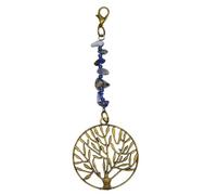 MouyouGlow Natürlicher Kristall Schlüsselanhänger - Baum des Lebens Anhänger aus Heilstein, Eleganter Schlüsselbund für Autoschlüssel, Handtasche, Rucksack als Geschenkidee für Geburtstag (Blau