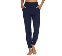 MOVE BEYOND Butterweiche Jogginghose Damen Yogahose Hoher Bund Sporthose Lang Trainingshose mit 4 Taschen, Blau, L