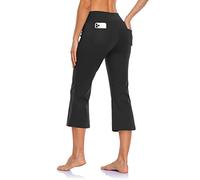 MOVE BEYOND Damen Yogahose 3/4 Sommerhose Caprihose Leicht Sporthose Butterweiche Jogginghose mit Taschen, Schwarz, XL