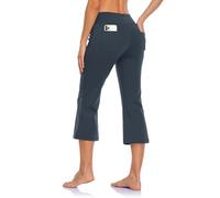 MOVE BEYOND Damen Yogahose 3/4 Sommerhose Caprihose Leicht Sporthose Butterweiche Jogginghose mit Taschen, Grau, XXL