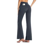MOVE BEYOND Damen Yogahose Sporthose Bootcut Butterweiche Jogginghose Schlaghose Leggings mit Taschen, Grau, XXL