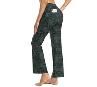 MOVE BEYOND Damen Yogahose Sporthose Bootcut Butterweiche Jogginghose Schlaghose Leggings mit Taschen, Tarnung, XL