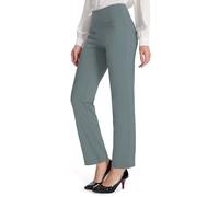 MOVE BEYOND Hose Damen High Waist mit Geradem Bein Stretch Hose Damen Für Yoga Business Sport Outdoor Training, Hellgrau, Medium