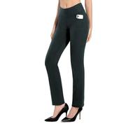 MOVE BEYOND Hose Damen High Waist mit Geradem Bein Stretch Hose Damen Für Yoga Business Sport Outdoor Training, Grau, XX-Large