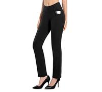 MOVE BEYOND Hose Damen High Waist mit Geradem Bein Stretch Hose Damen Für Yoga Business Sport Outdoor Training, Schwarz, Small