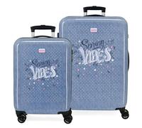 Movom Spring Vibes Kofferset Blau 55/65 cm Starrer ABS-Seitenkombinationsverschluss 91L 6 kg Handgepäck